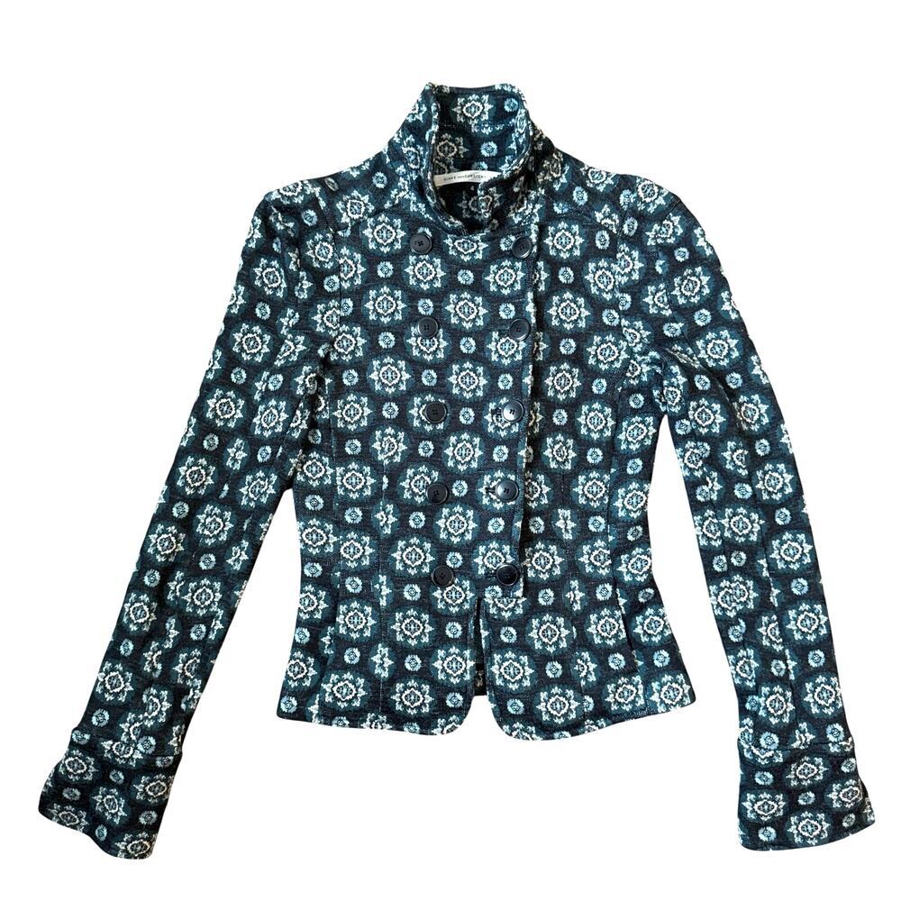 Diane Von Furstenberg Geometric Wool Blend Military Balzer Women's Sz 4